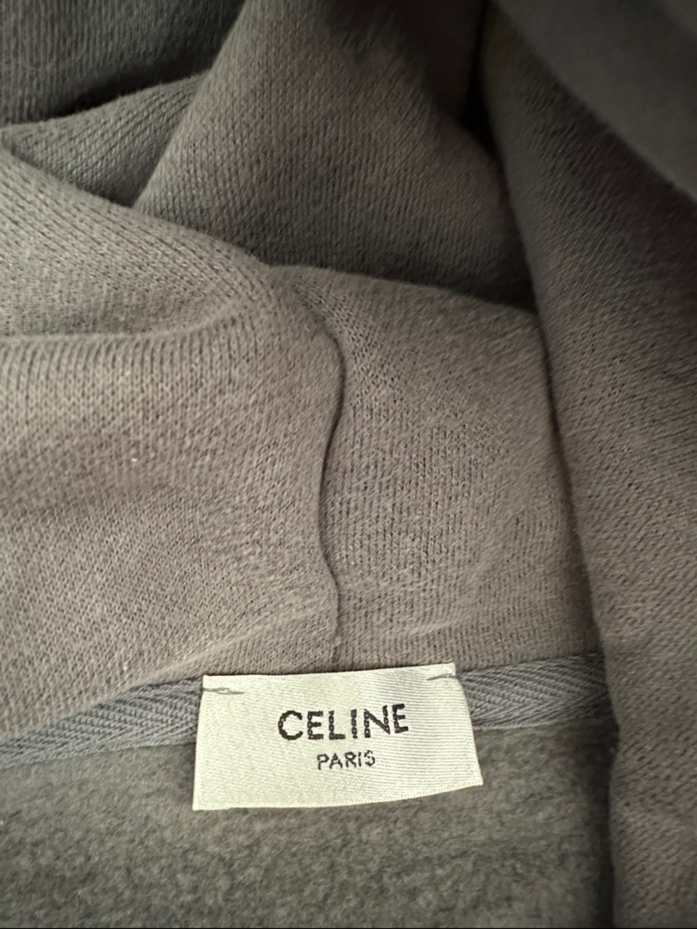 Celine Embossed Gray Men's Hooded Sweatshirt - Picture 4 of 4